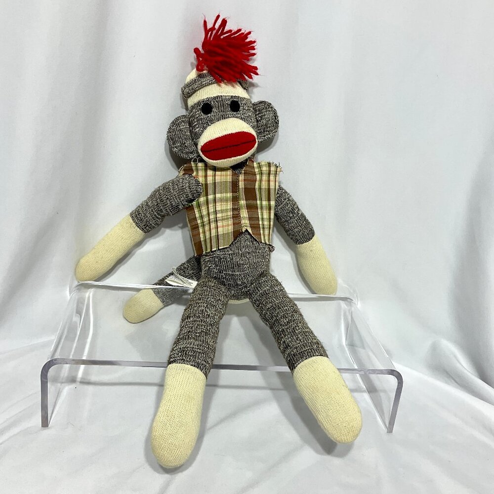 Schylling Sock Monkey Plush 21" Stuffed Animal Retro